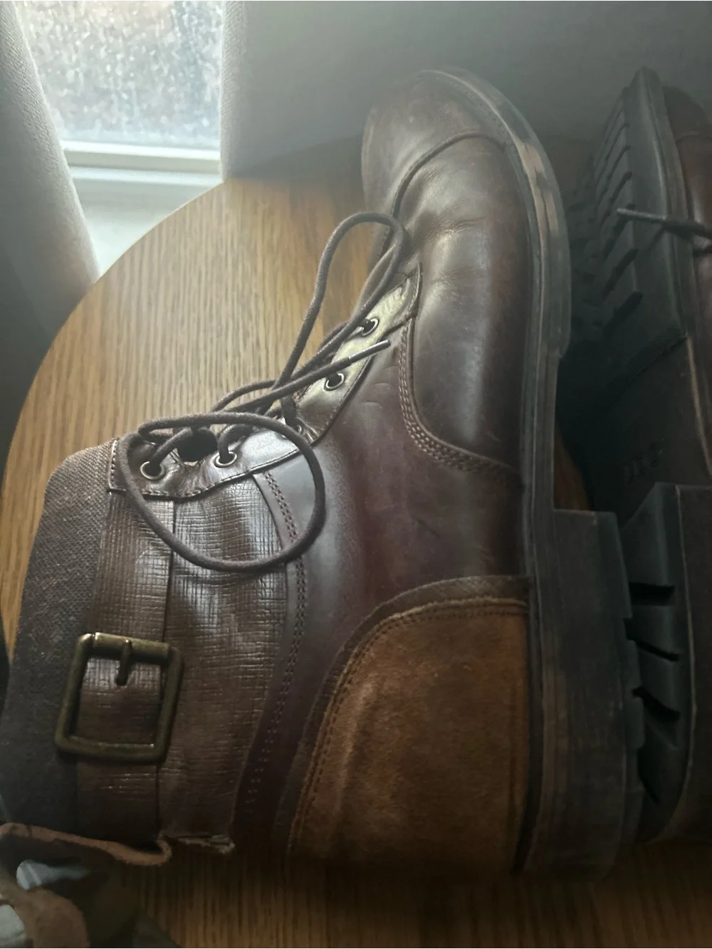 Aldo Dark Brown Leather Lace-Up Ankle Boots